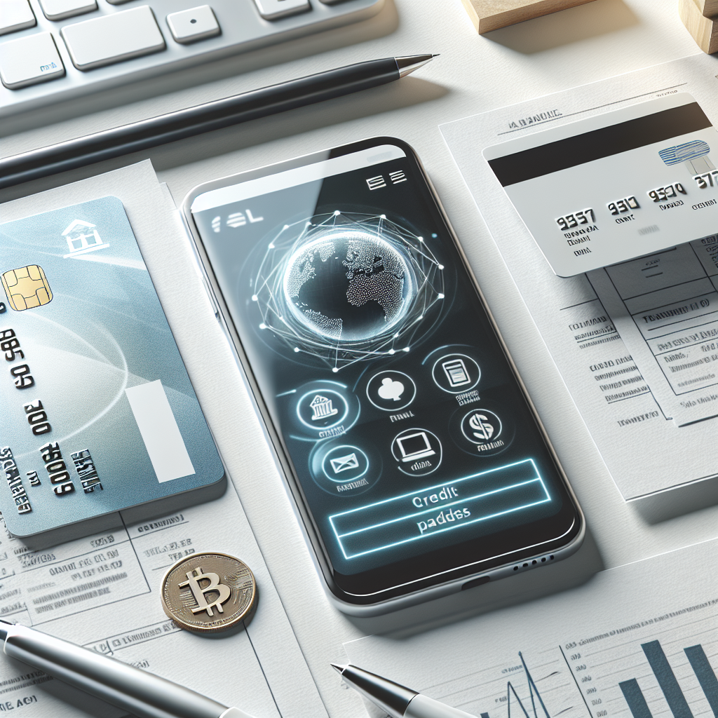 Nærbilde av et Flexi Visa-kredittkort ved siden av en mobil med bankapp og økonomidokumenter på et lyst skrivebord, moderne og profesjonelt